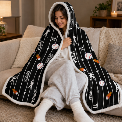 Custom Name & Number For Baseball, Softball, Soccer, Football, Basketball, Hockey Lover - Personalized Blanket