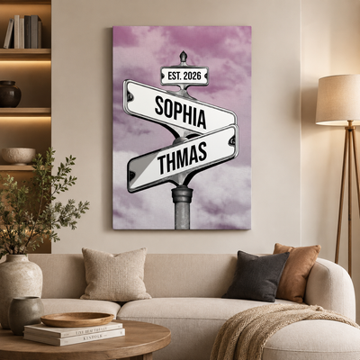 Personalized Canvas Vintage Street Sign for Couples