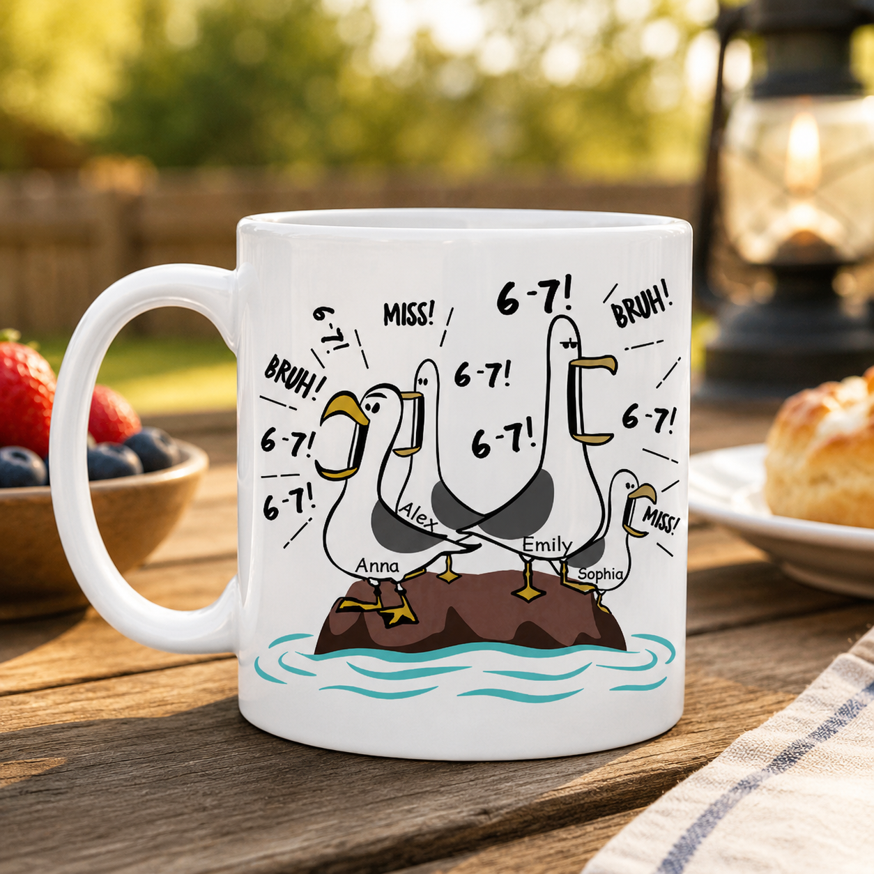 Custom Name Seagull Mug - Personalized Father's Day Coffee Cup