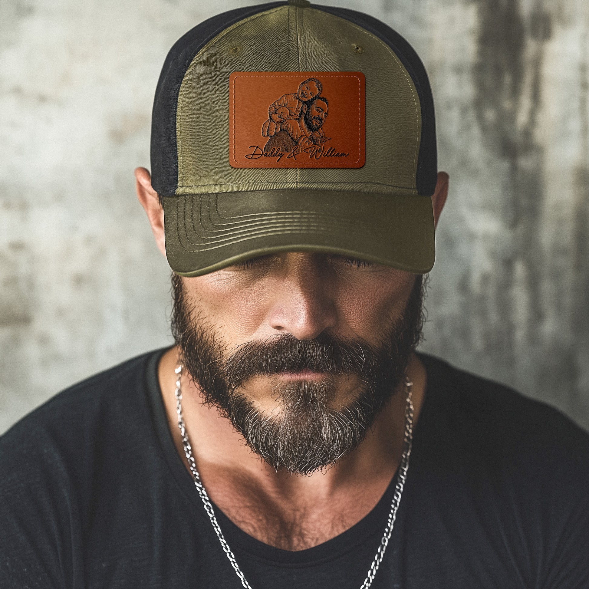 Father's Day Gifts, Custom Photo Sketch Line Art Father's Day Gift For Dad, Husband - Personalized Cap