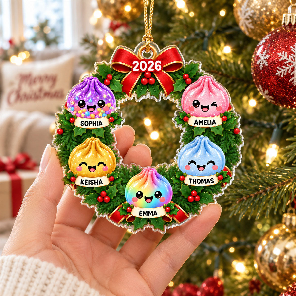 2026 Trending Dumpling Family - Personalized Acrylic Ornament - Christmas Gift, Keepsake For Kids, Teenagers, Family