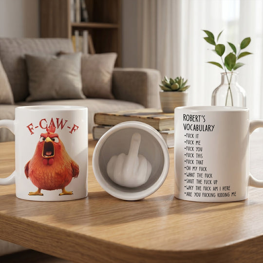 F-Caw-F - Funny 3D Middle Finger Inside Mug Gift For Coworkers, Friends - Personalized Mug