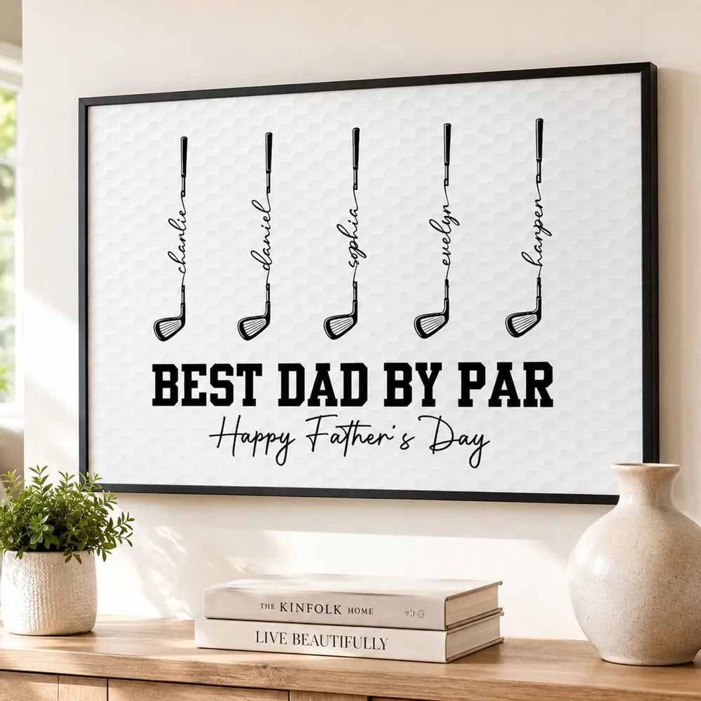 Golf Best Dad Grandpa By Par - Personalized Poster - Father's Day Gift For Dad, Grandpa