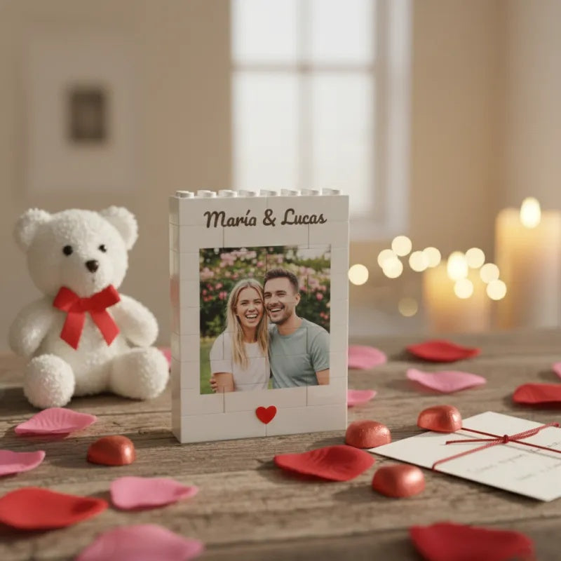 Custom Photo Brick Puzzle Frame, Romantic Keepsake Gift for Couples, Perfect for Valentine's Day & Anniversaries