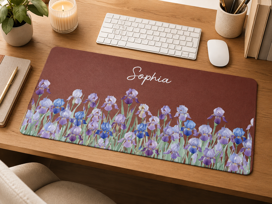 Custom Birth Flower & Name For Her, Coworkers, Friends, Teacher - Personalized Desk Mat