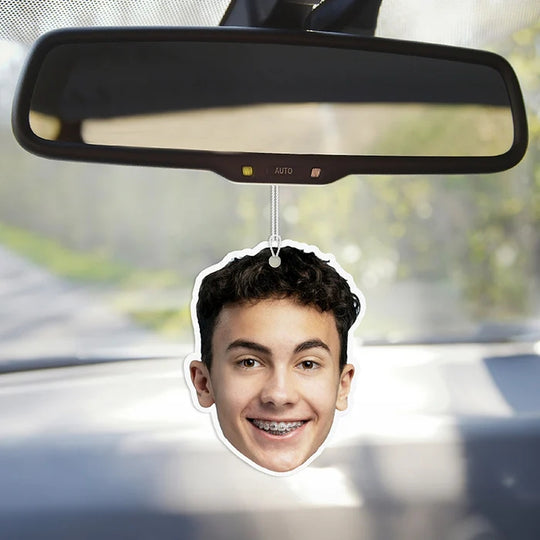 Personalized Father's Day Acrylic Car Hanger with Photo – Custom Double-Sided Die-Cut Car Mirror Ornament for Dad