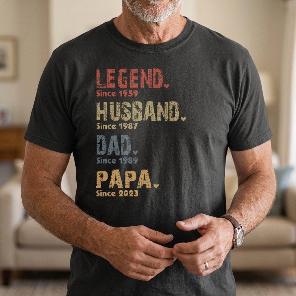 Custom Unisex T-shirt, Hoodie, Sweatshirt - Personalized Father's Day Birthday Gifts For Dad, Grandpa - Legend, Husband, Dad And Papa Since