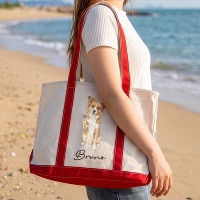 Custom Pet Portrait Watercolor Gift For Dog Mom, Cat Mom - Personalized Tote Bag