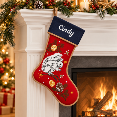 Personalized Christmas Stockings, Vintage Farmhouse Holiday Stockings with Embroidered Names, Christmas Gift for Family and Kids