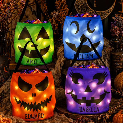 Halloween Candy Bag For Kids Scary Pumpkin Face - Personalized Halloween Basket