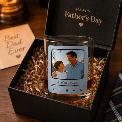 Dad Est Photo Whiskey Glas - Personalized Whiskey Glass - Funny Gift For Dad