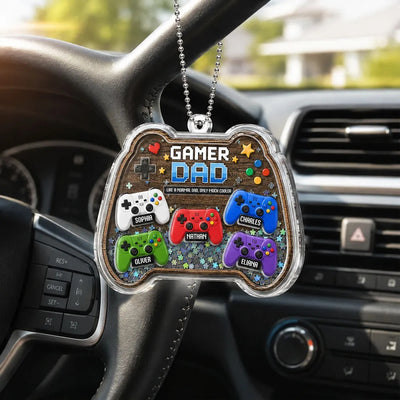 Gamer Dad - Personalized Car Shaker Ornament - Father's Day Gift For Gamer Dad, Car Decoration