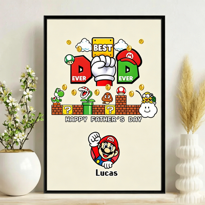 Mario Cartoon Personalized Name Poster - Funny Father's Day Gift for Dad, Husband