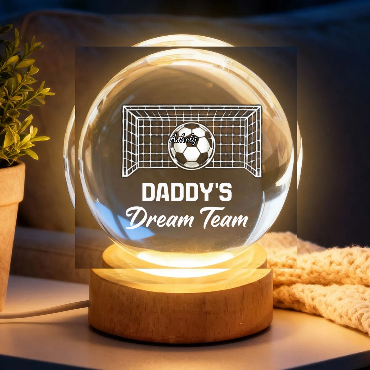 We Scored The Best Dad Soccer Dad - Personalized Crystal Ball LED Night Light - Heartfelt Gift For Soccer Dad, Gift For Husband