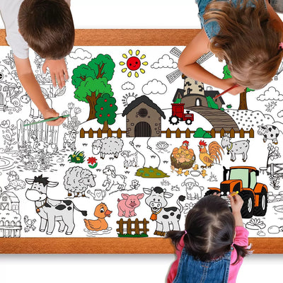 Children's Cartoon Painting Tablecloth DIY Disposable Paper Tablecloth Graffiti Tablecloth Giant Coloring Poster Wall Doodle for Boys Girls