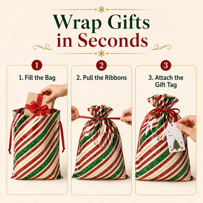 Christmas Gift Wrapping Set – Colorful Bags & Tags with Assorted Patterns, Holiday Gift Packaging for Family & Friends