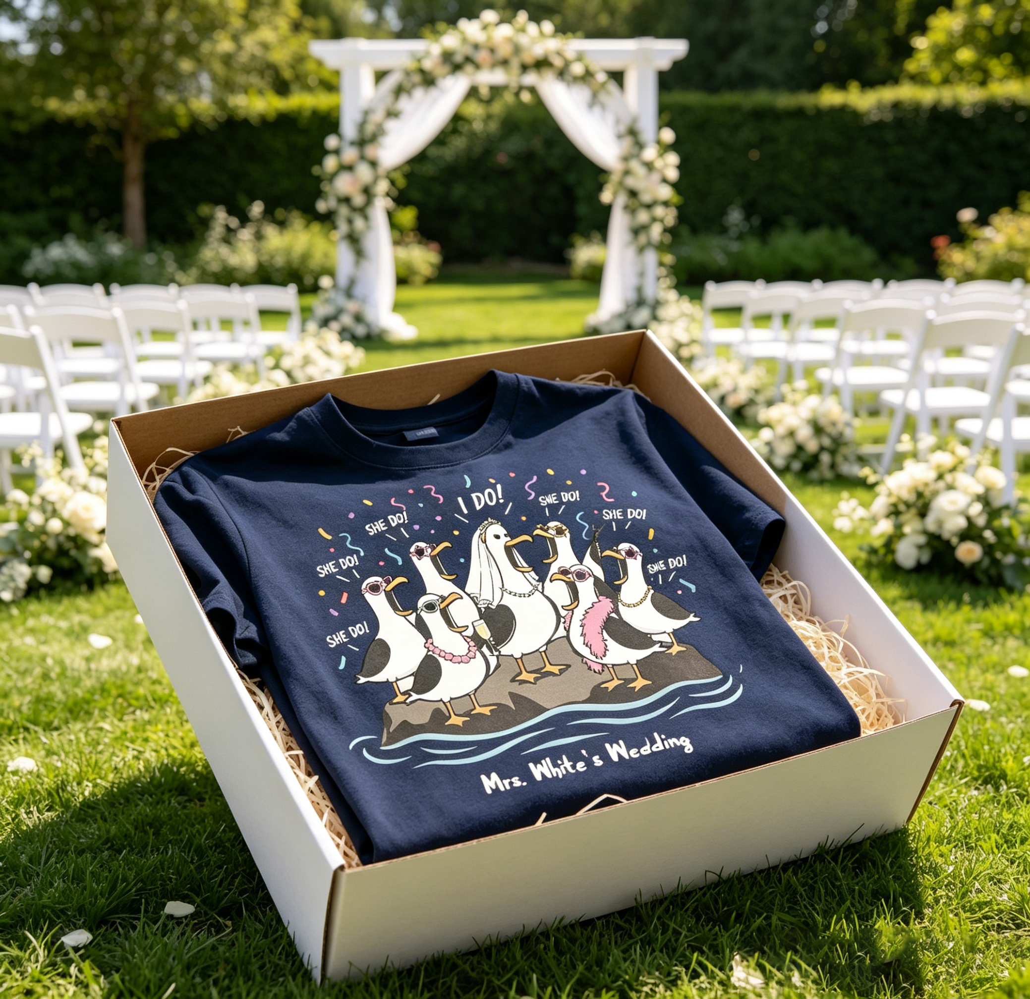 Funny Seagulls Said Yes - Personalized Shirt - Wedding Vibes Name Shirt