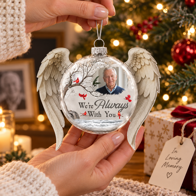 Christmas Ornament I'm Always With You - Personalized Memorial Glass Photo Ornament