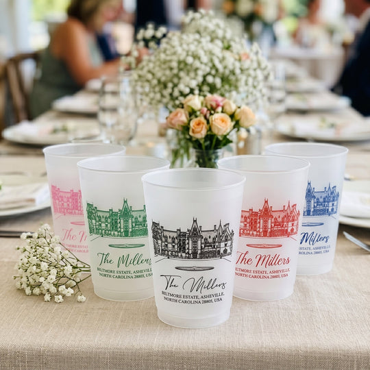 Custom Photo Wedding Venue Illustration Drawing Wedding Favors - Personalized Cups