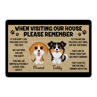 Watercolor Cute Dogs When Visiting My House Please Remember Personalized Doormat