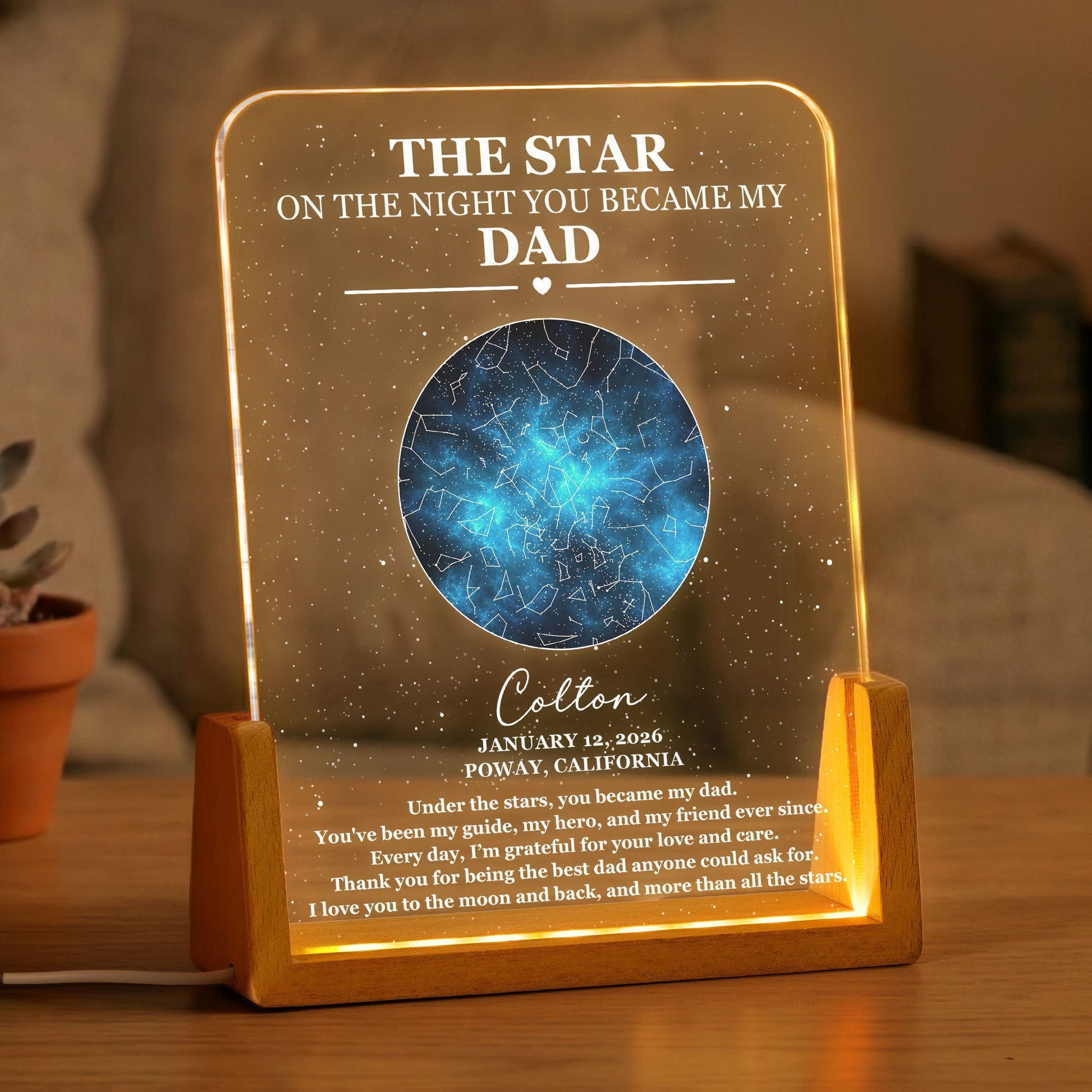 Father's Day Gifts, The Star On The Night You Became Our Dad - Custom Star Map - Personalized Night Light