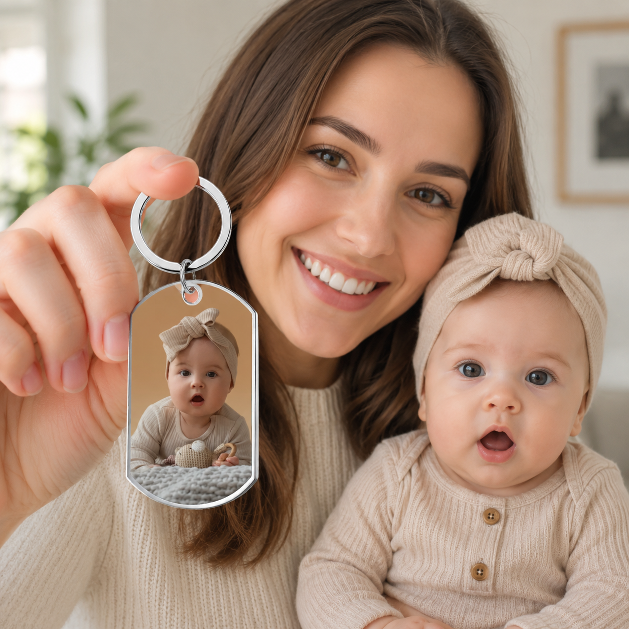 Customized Photo Calendar: The Day You Became My Dad/Mom - Personalized Stainless Steel Keychain