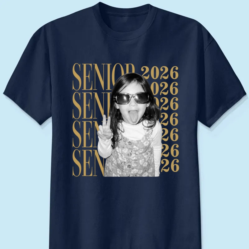 Retro Vintage Photo And Year Senior - Personalized Shirt - Custom Graduate Picture Shirt, Graduation Gift
