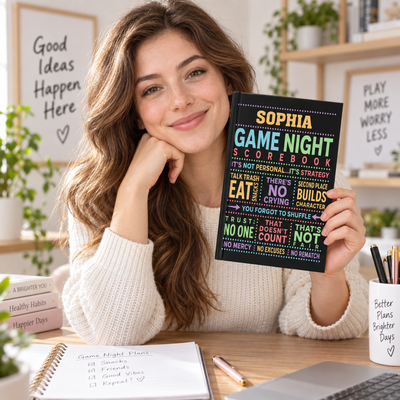 Game Night Scorebook Family, Grandparents & Kids, Couples, Siblings - Personalized Journal