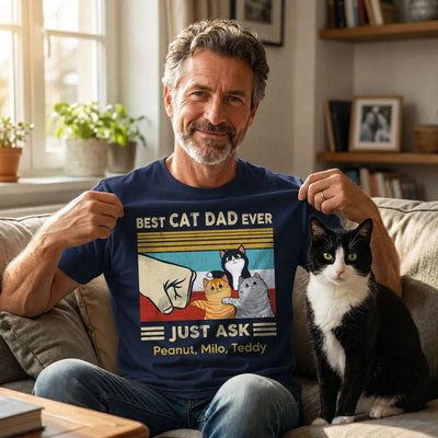Custom Cat Fist Bump - Personalized Shirt - Perfect Gift for Cat Dads, Father's Day Gift for Husband, Gift for Him
