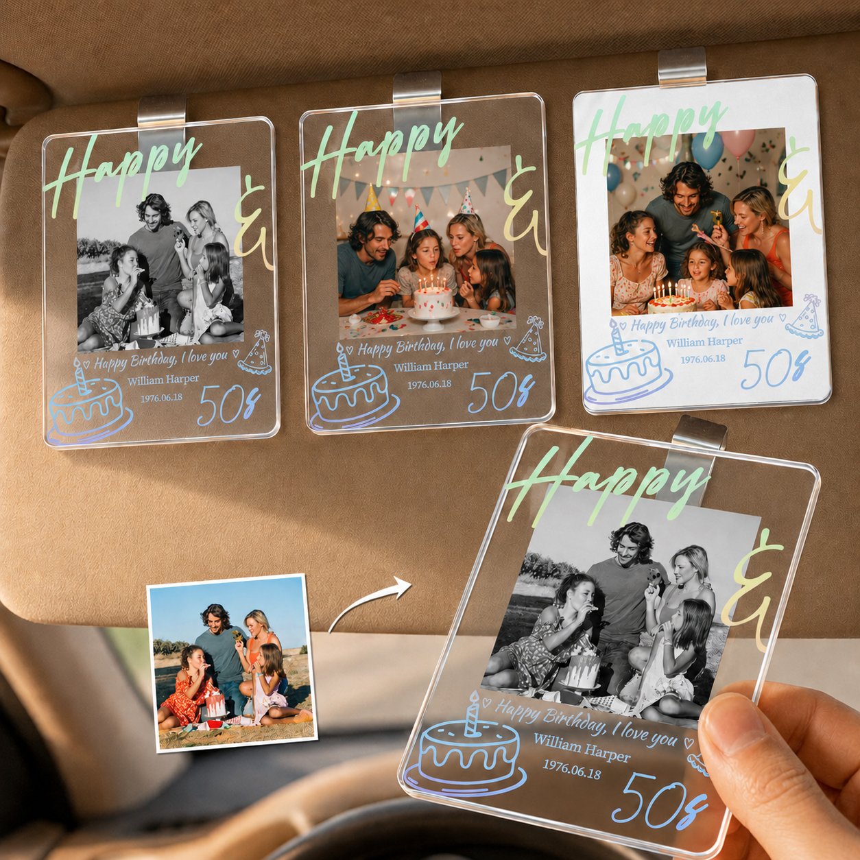 Happy Birthday We Love You Dad - Personalized Car Visor Clip Father's Day Birrthday Gifts