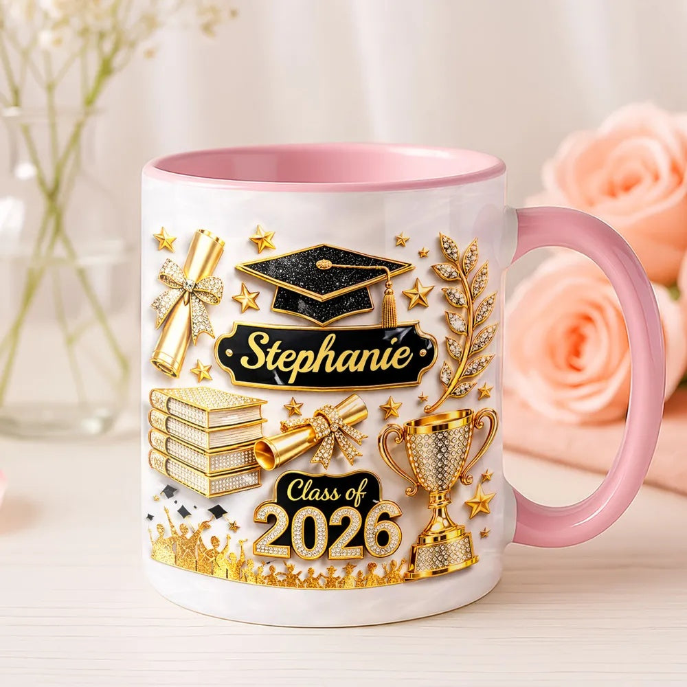 3D Effect Class Of Graduation - Personalized Mug - Graduation Gift, Keepsake For Daughter, Granddaughter
