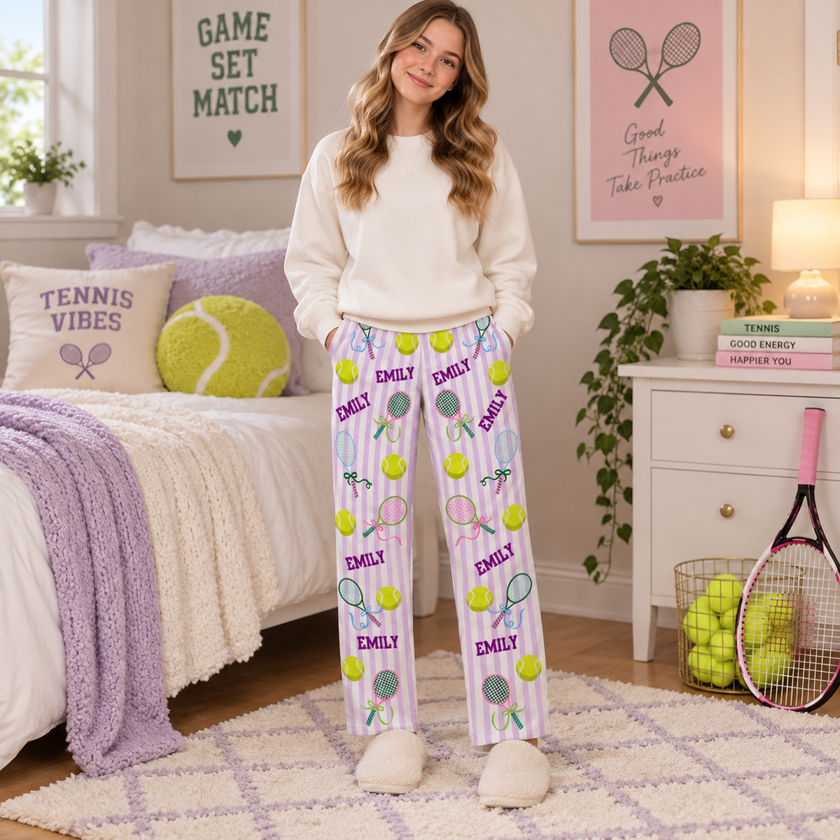Personalized Tennis Player Sweatpants, Custom Name Lounge Trousers, Cozy Tennis Lover Casual Wear Gift