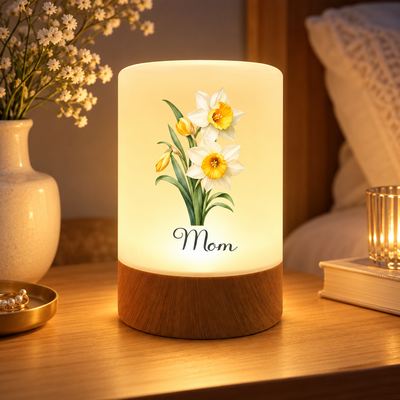 Personalized Birth Flower Night Light, Custom Name Dimmable Touch Lamp, Unique Birthday and Mother's Day Gift for Women