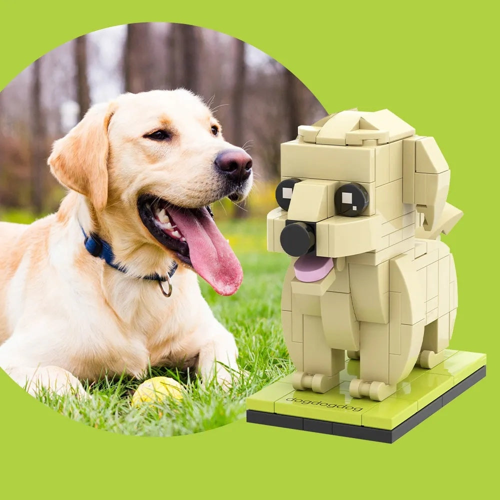 Custom Pet Brick Figure | Personalized Dog & Cat Block Portrait from Your Photo, Unique Pet Memorial Keepsake