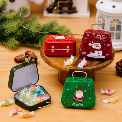 Personalized Mini Christmas Handbag Gift Box, Custom Name Printable Metal Candy Container with Handle, Xmas Party Favor Storage Box, Holiday Gift for Children