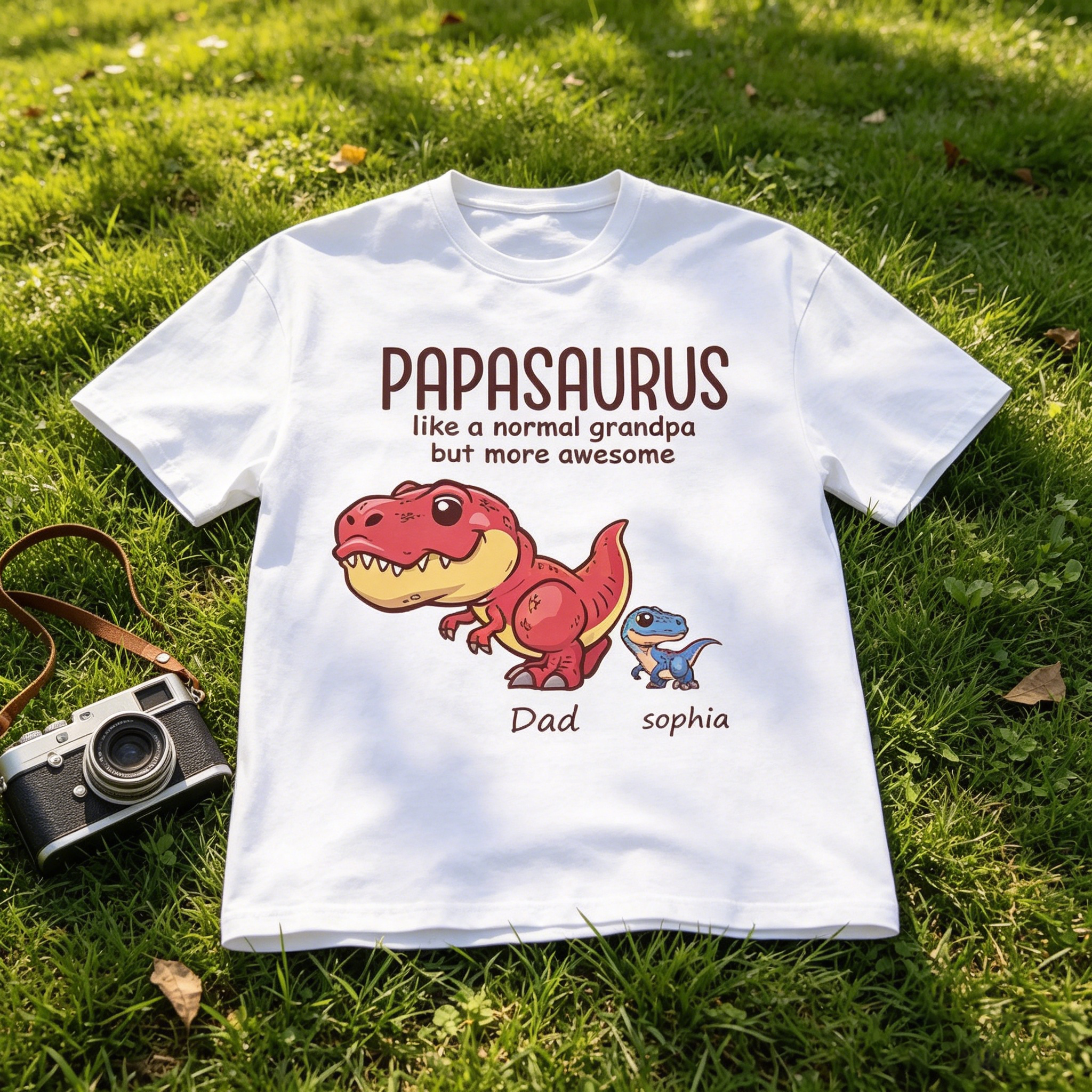 Custom Name Papasaurus T-Shirt - Personalized Grandpa Dinosaur Shirt, Father’s Day Gift for Grandpa, Custom Kids’ Names Tee