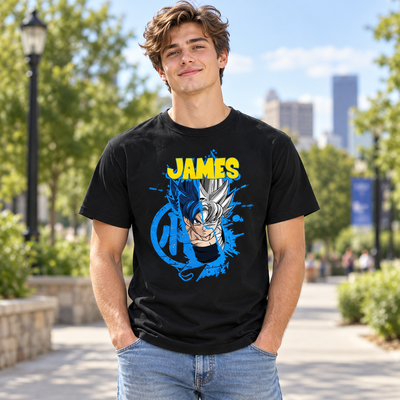Personalized LED Glow T-Shirt & Sweatshirt – Custom Name Anime Warrior Design, Gift for Anime Fans