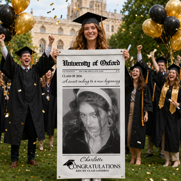 Class Of 2026 - Graduation Party Gifts Childhood Photo Theme - Personalized Banner