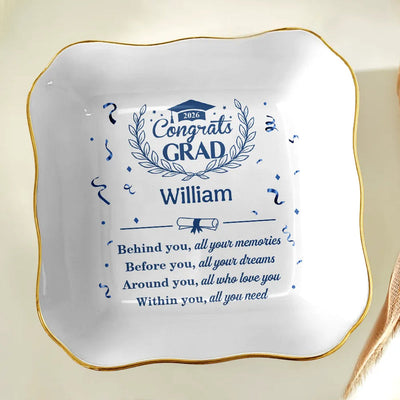 Behind You All Memories Congrats Grad - Personalized Ring Dish