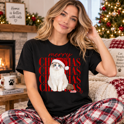 Custom Pet Photo Sweatshirt & T-Shirt – Personalized Pet Portrait Christmas Gift for Pet Mom & Dad