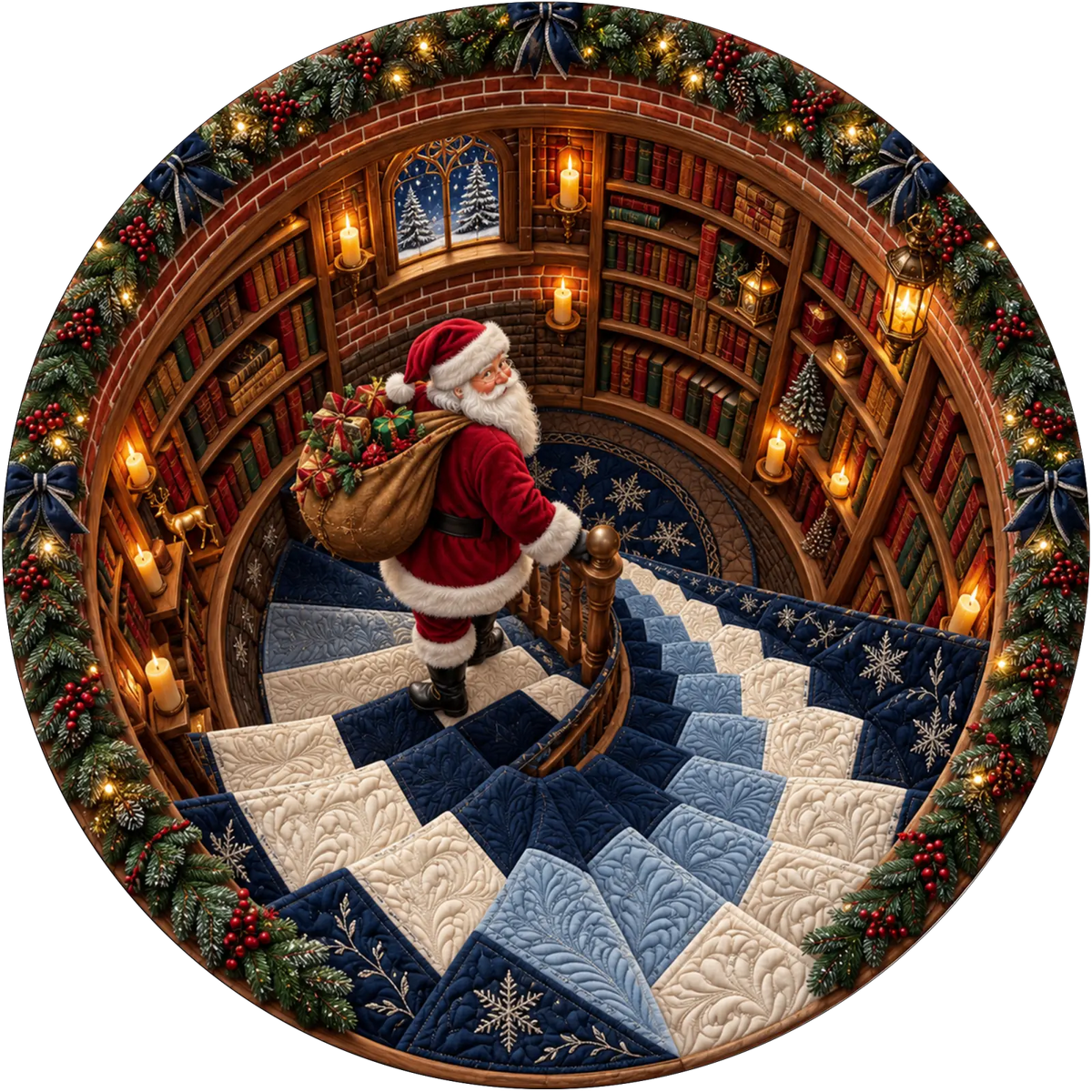 Custom Quilted Round Mat - Personalized Christmas Birthday Gifts For Mom, Dad, Brother, Sister - Merry Moments All Season