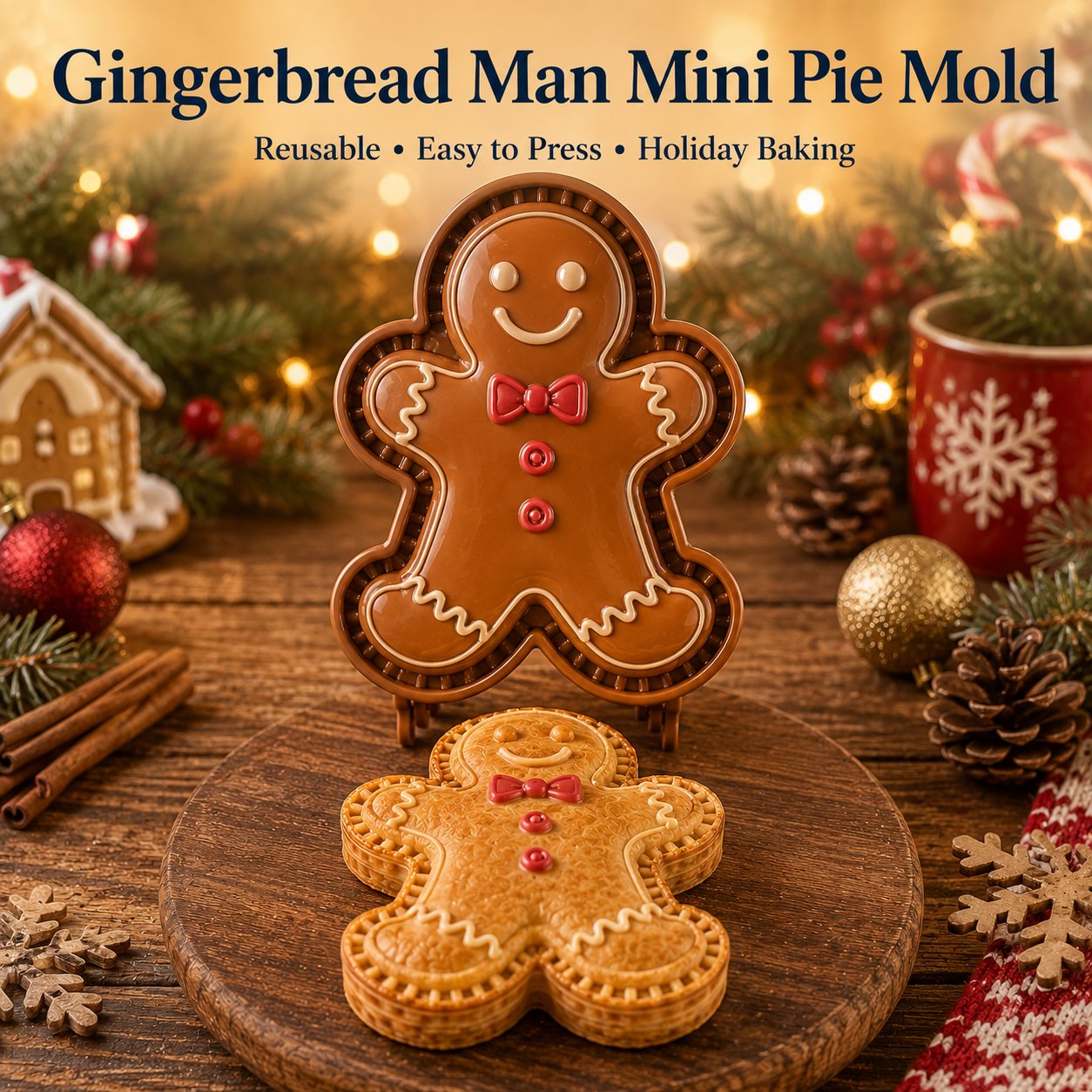 9-Design Christmas Mini Pie Mold Collection | Reusable Embossed Molds for Shaping Detailed Santa, Snowman, Reindeer, Tree & Holiday Pies