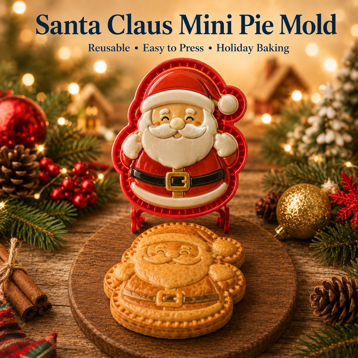 9-Design Christmas Mini Pie Mold Collection | Reusable Embossed Molds for Shaping Detailed Santa, Snowman, Reindeer, Tree & Holiday Pies