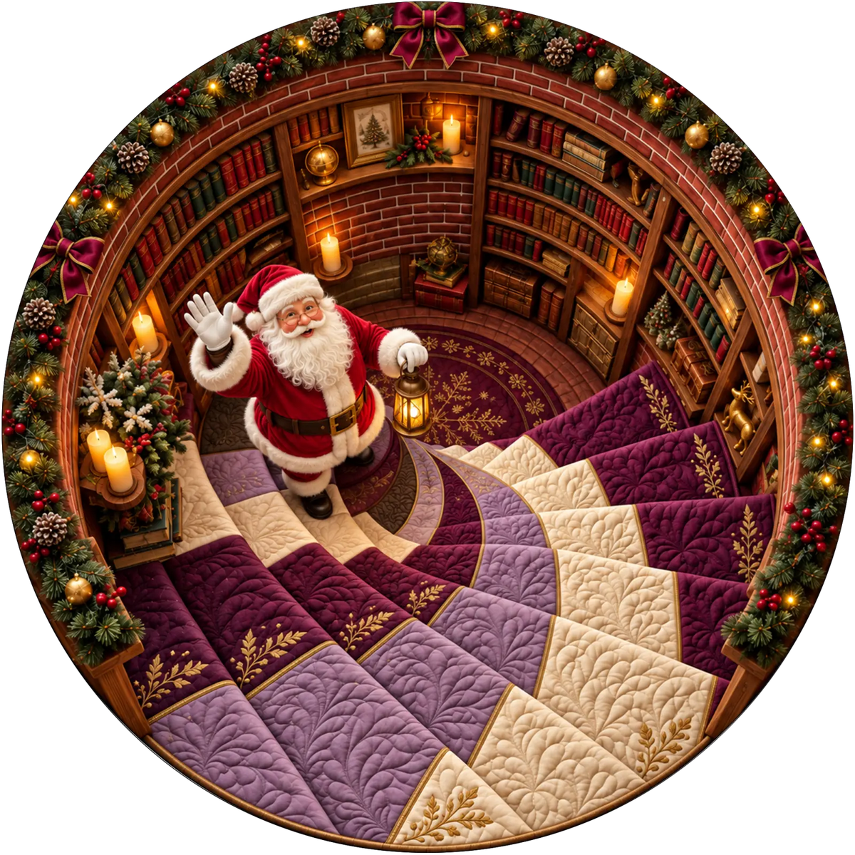 Custom Quilted Round Mat - Personalized Christmas Birthday Gifts For Mom, Dad, Brother, Sister - Merry Moments All Season