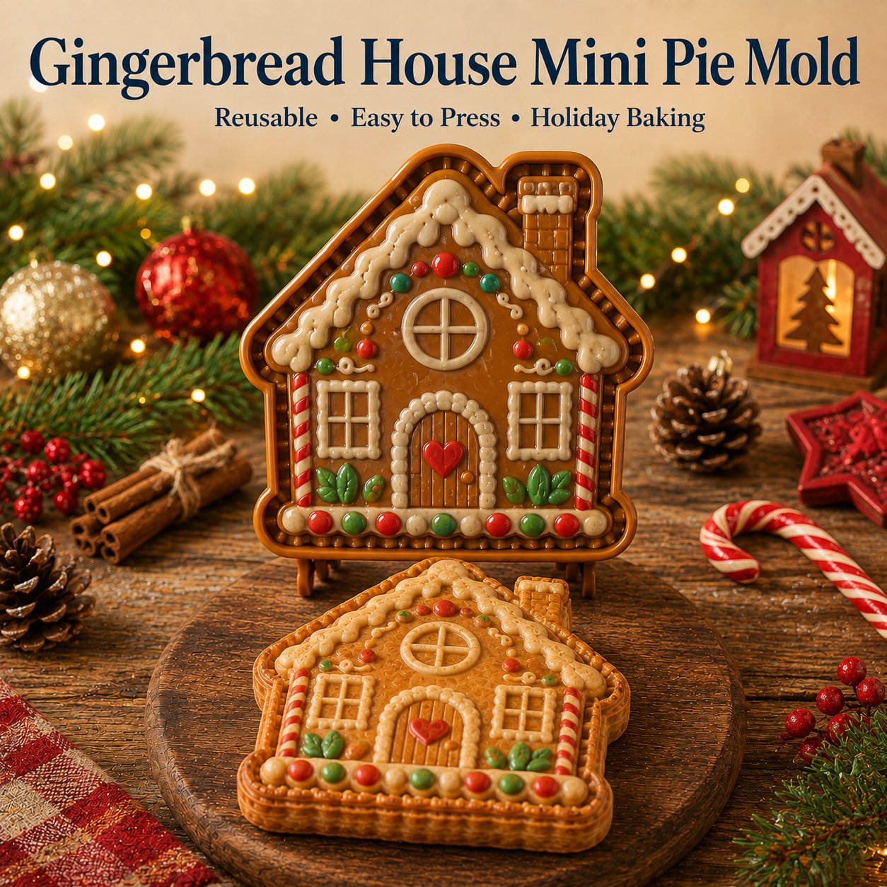 9-Design Christmas Mini Pie Mold Collection | Reusable Embossed Molds for Shaping Detailed Santa, Snowman, Reindeer, Tree & Holiday Pies