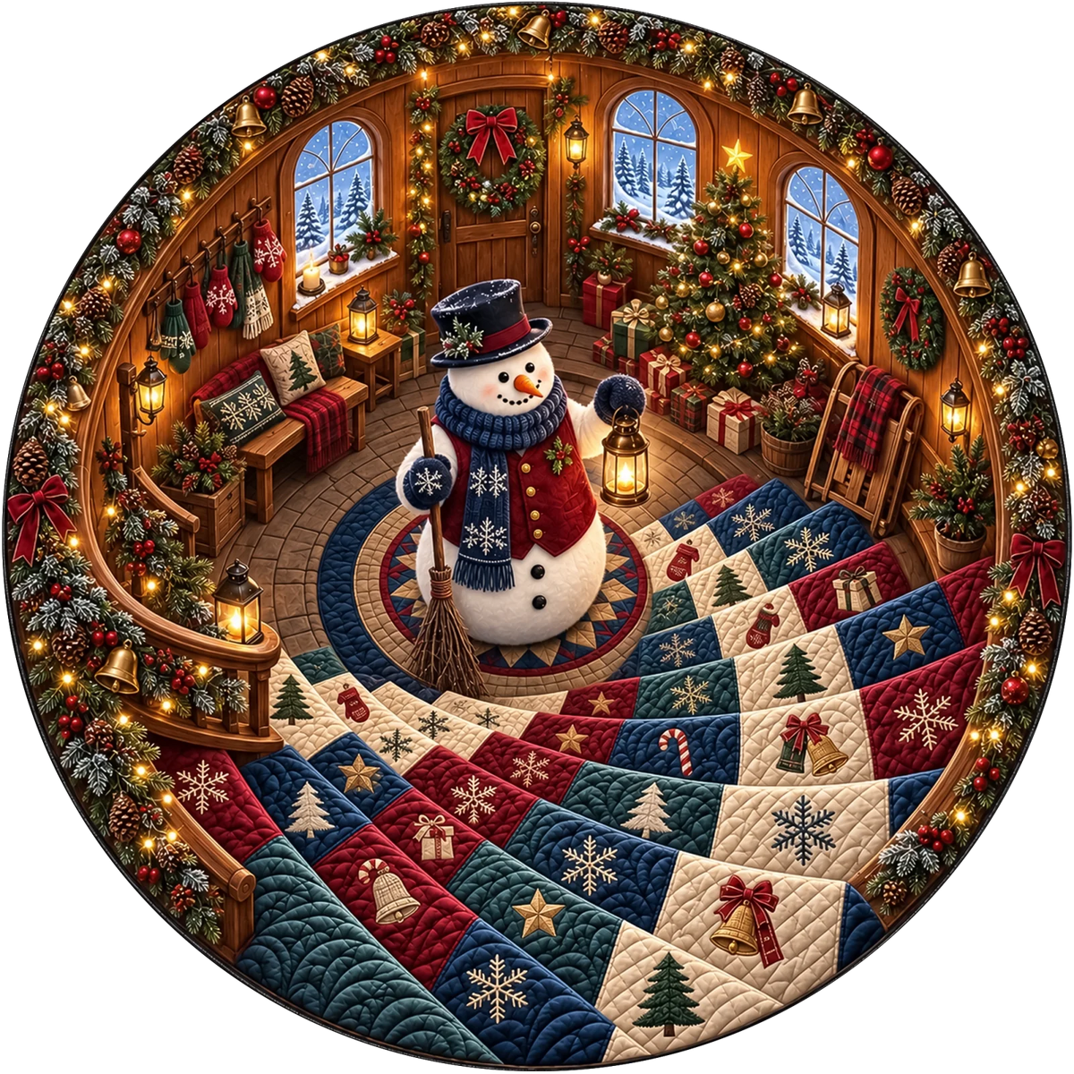 Custom Quilted Round Mat - Personalized Christmas Birthday Gifts For Mom, Dad, Brother, Sister - Merry Moments All Season