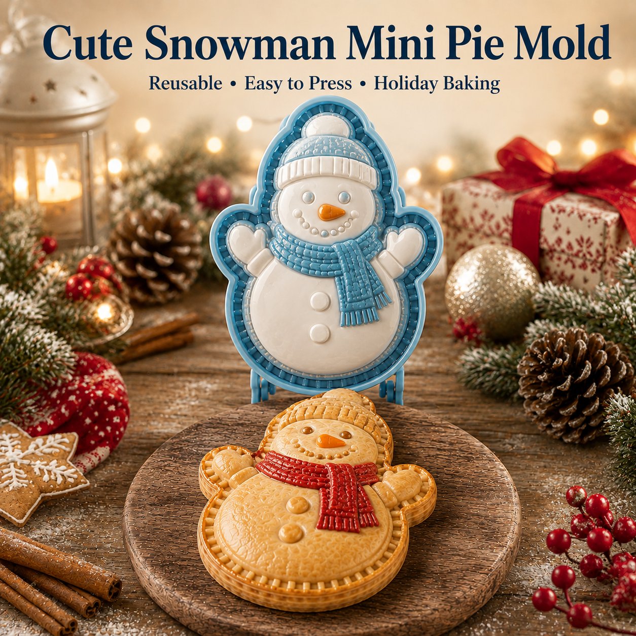 9-Design Christmas Mini Pie Mold Collection | Reusable Embossed Molds for Shaping Detailed Santa, Snowman, Reindeer, Tree & Holiday Pies
