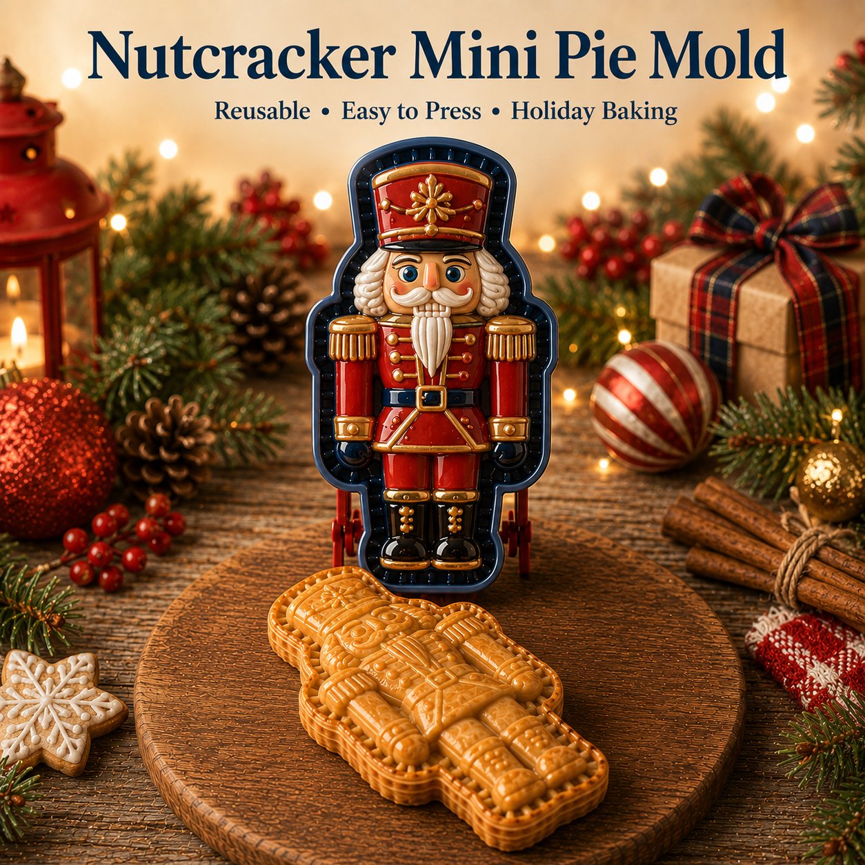 9-Design Christmas Mini Pie Mold Collection | Reusable Embossed Molds for Shaping Detailed Santa, Snowman, Reindeer, Tree & Holiday Pies