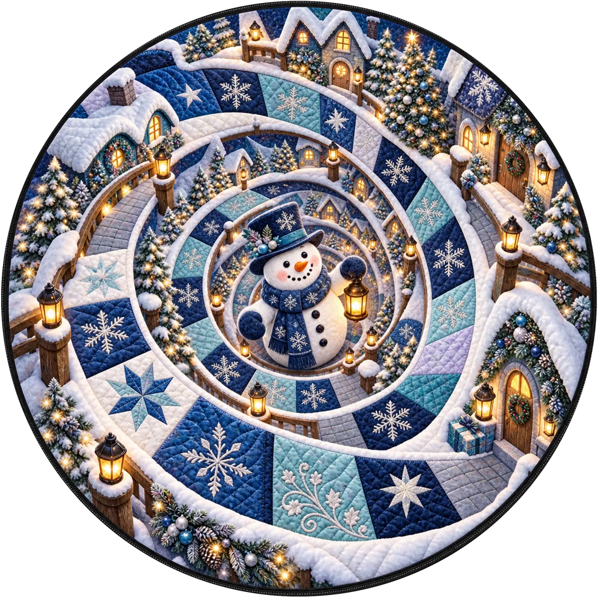 Custom Quilted Round Mat - Personalized Christmas Birthday Gifts For Mom, Dad, Brother, Sister - Merry Moments All Season