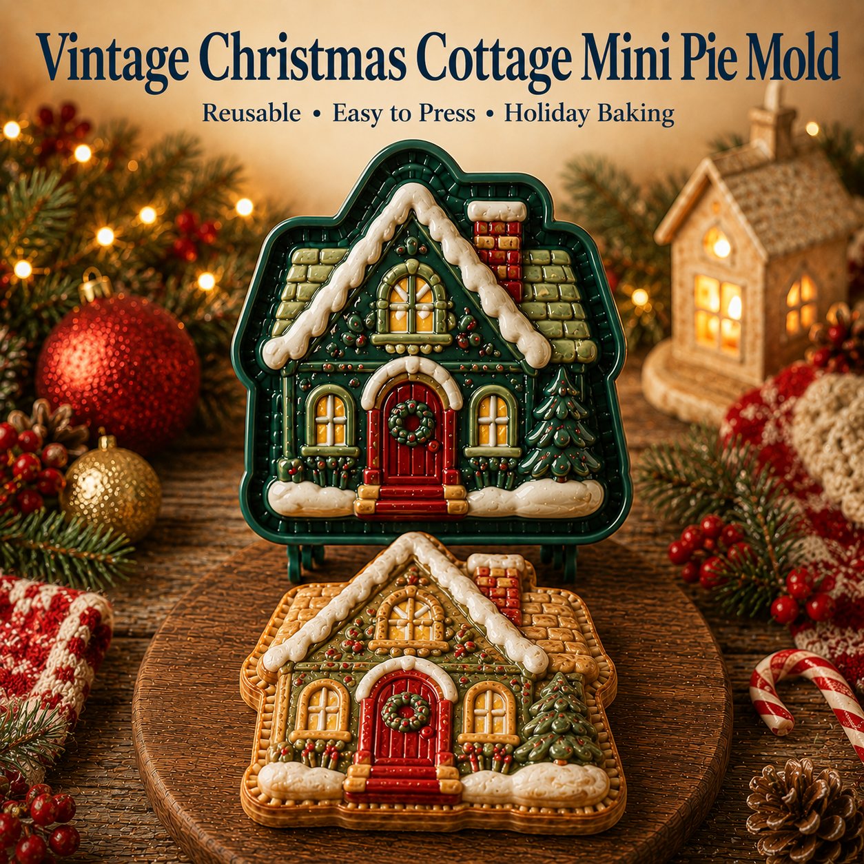 9-Design Christmas Mini Pie Mold Collection | Reusable Embossed Molds for Shaping Detailed Santa, Snowman, Reindeer, Tree & Holiday Pies